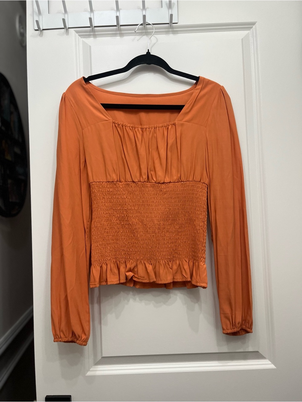 Women’s Long-Sleeve Smocked Boho Cottagecore Top Humanoid Silk Blend Small